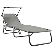 Lettino Prendisole | Sdraio da giardino | Lettino da sole pieghevole Grigio 190 x 57 x 81 cm Oxford