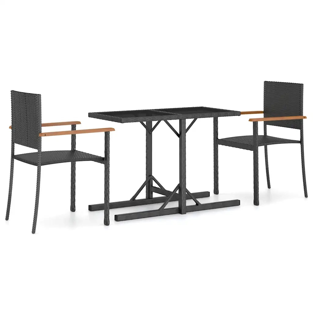 Set Mobili da Pranzo per Giardino 3 pz | Set Salotto da Giardino Nero