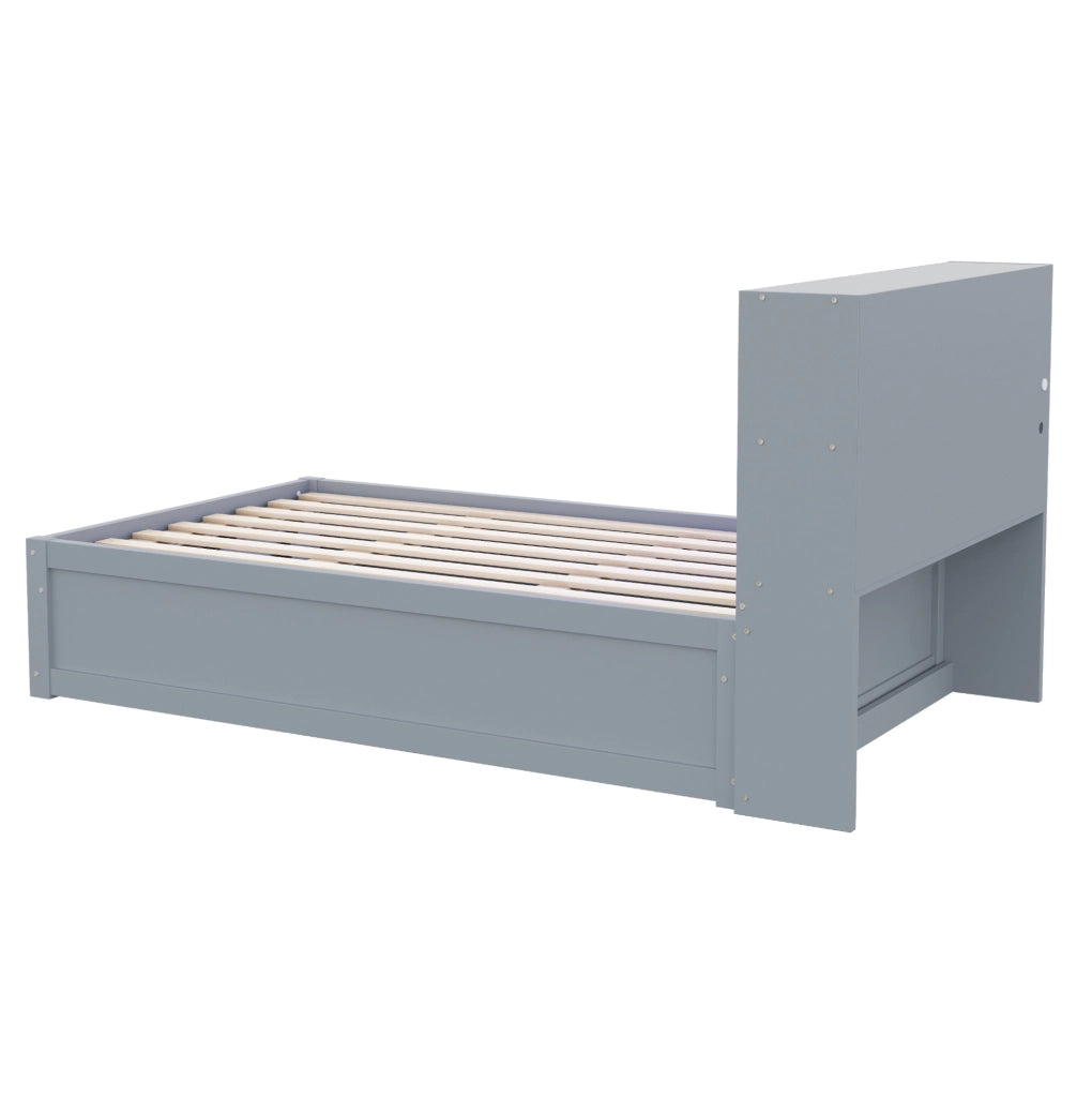 Letto singolo multifunzione con LED, presa integrata e 4 vani contenitivi