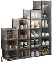 Scatola per scarpe in plastica - organizzatore per scarpe - contenitori per scarpe staccabili - protettivi contro la polvere - 35 cm x 25 cm x 18,5 cm