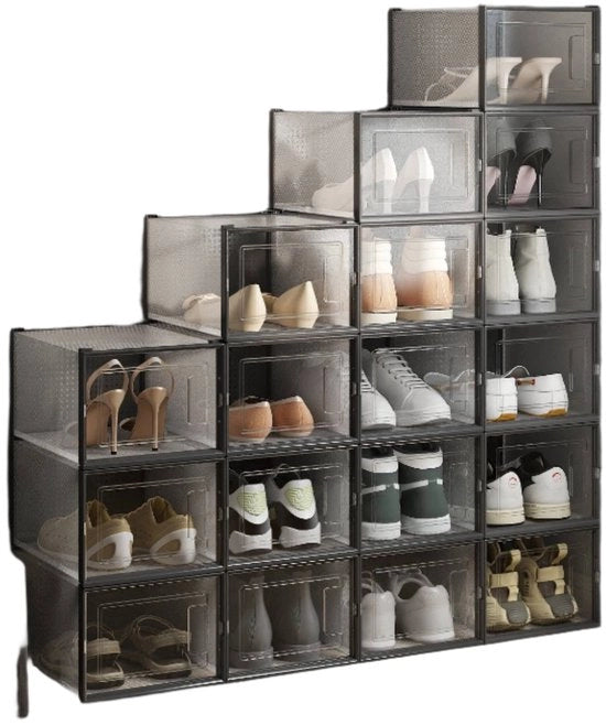 Scatola per scarpe in plastica - organizzatore per scarpe - contenitori per scarpe staccabili - protettivi contro la polvere - 35 cm x 25 cm x 18,5 cm