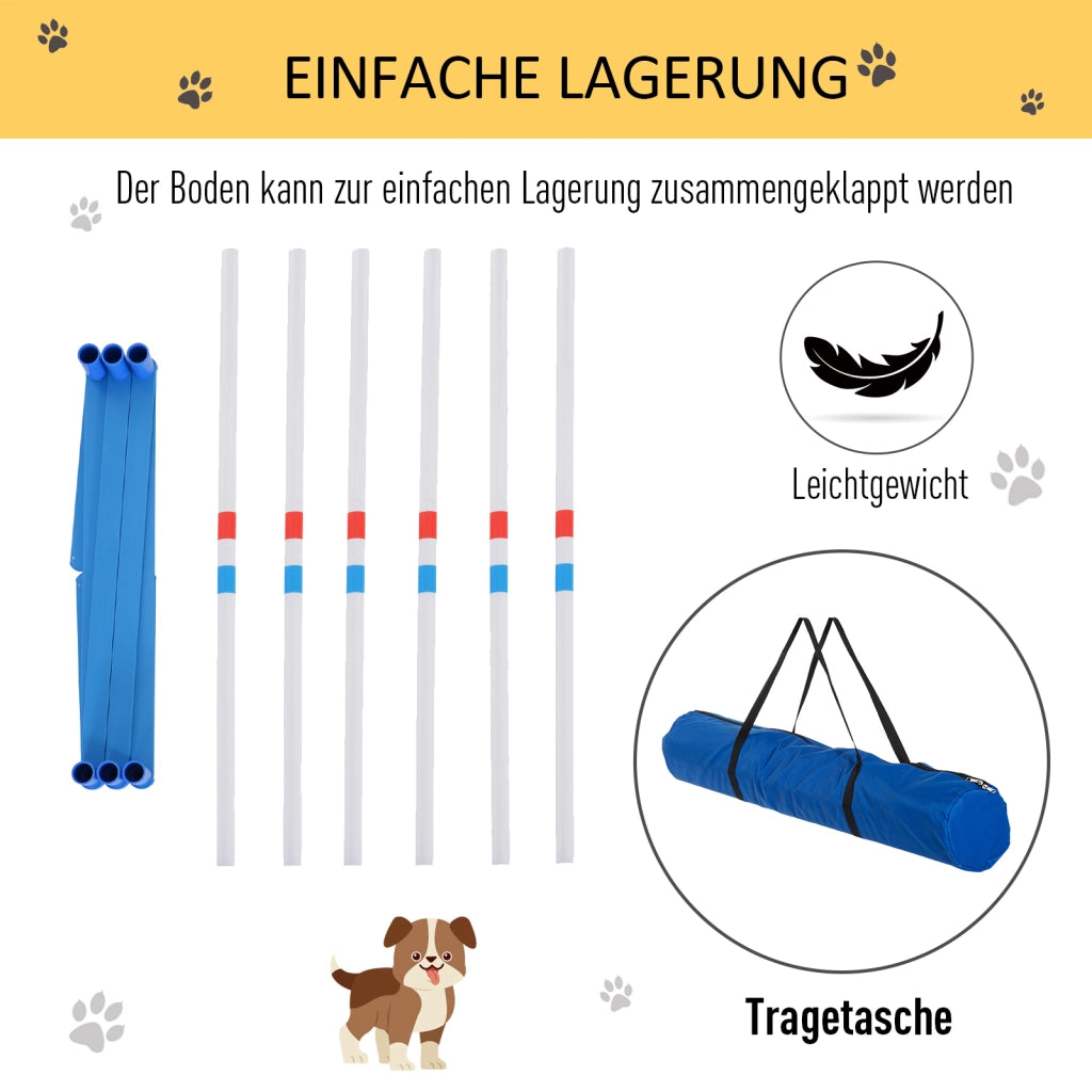 Set Agility per Cani 6 Pezzi ¨C Xylo ¨C Ostacoli Pieghevoli con Slalom e Borsa Trasporto