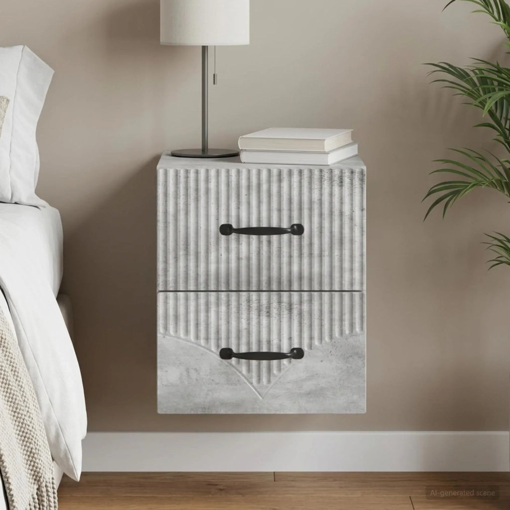 Mobiletto da notte a muro Grigio Cemento 34,5 x 33 x 40 cm 898981
