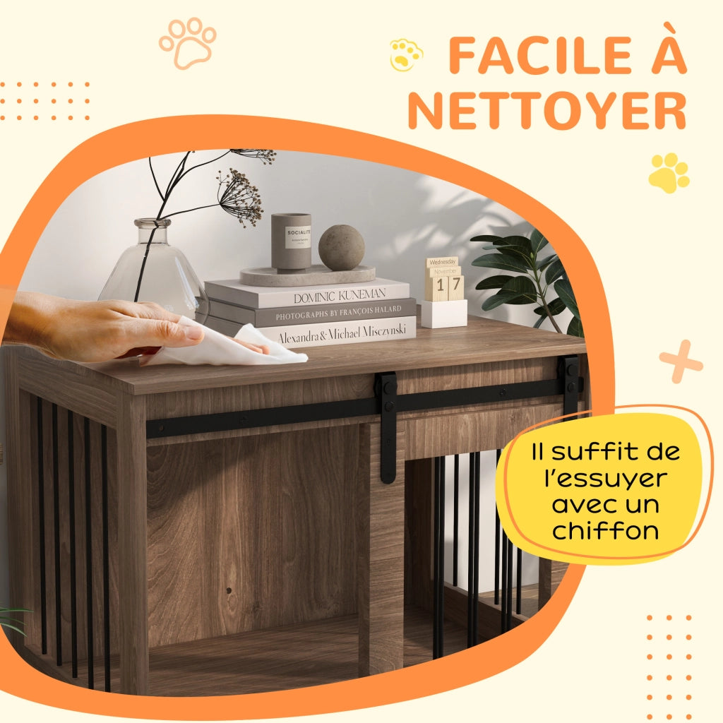 Gabbia per Cani da Interno ¨C Xylo ¨C Metallo Effetto Legno 57x80x54cm