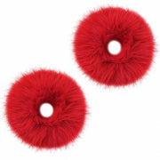 Haarelastieken 2 pezzi - Pluche Scrunchies - Rosso chiaro - Elastico - Zitto - Progettazione elegante - Benda per capelli