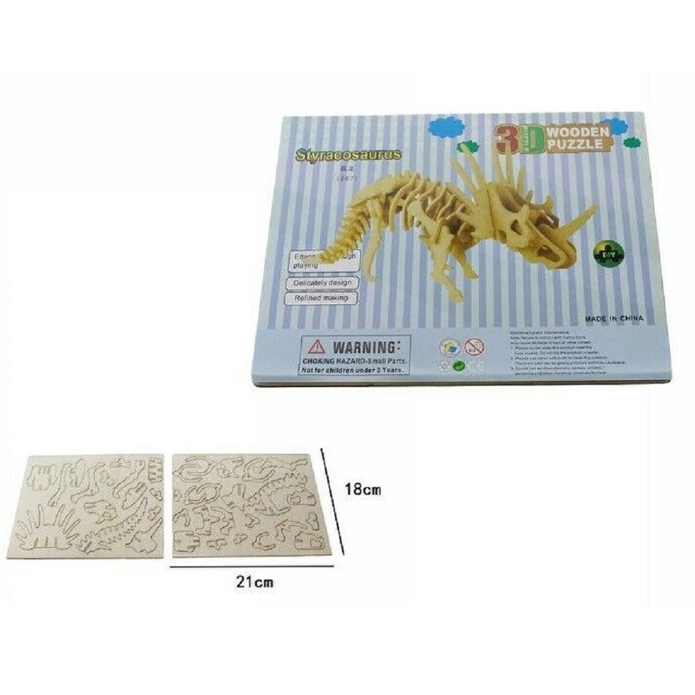 Trade Shop - Puzzle 3d Legno Stiracosauro Modellino Modellismo Collezione Gioco Bambini 07340 -