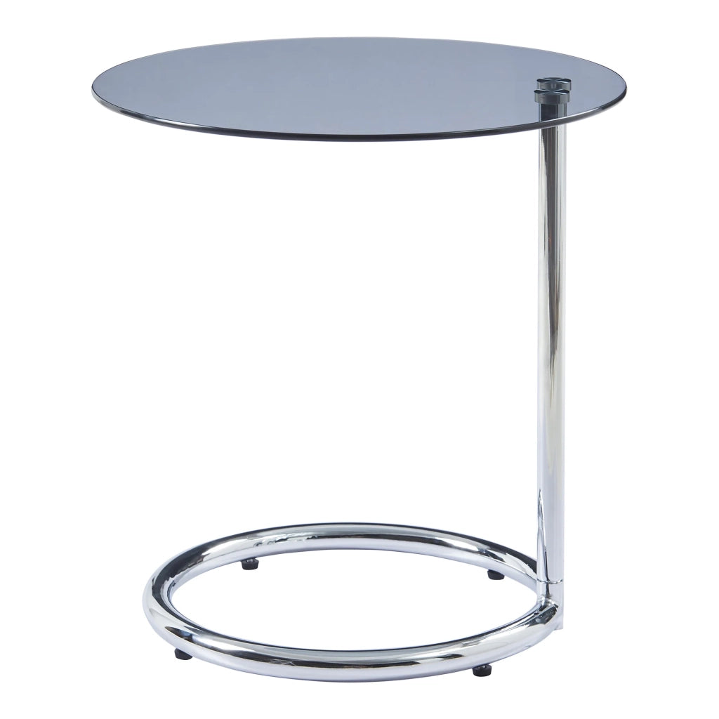 Tavolino laterale vetro temperato 46 ​​x 45 cm vetro fumé cromo 03_0010979