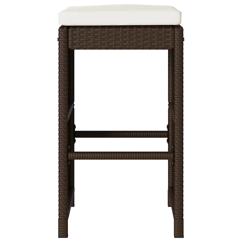 Sgabelli Bar da Giardino con Cuscini 6 pz Marroni in Polyrattan