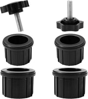 Set di 6 anelli parasol in plastica nera per spiaggia e giardino posteriore - parti con chiusura a vite e copertura di connettore