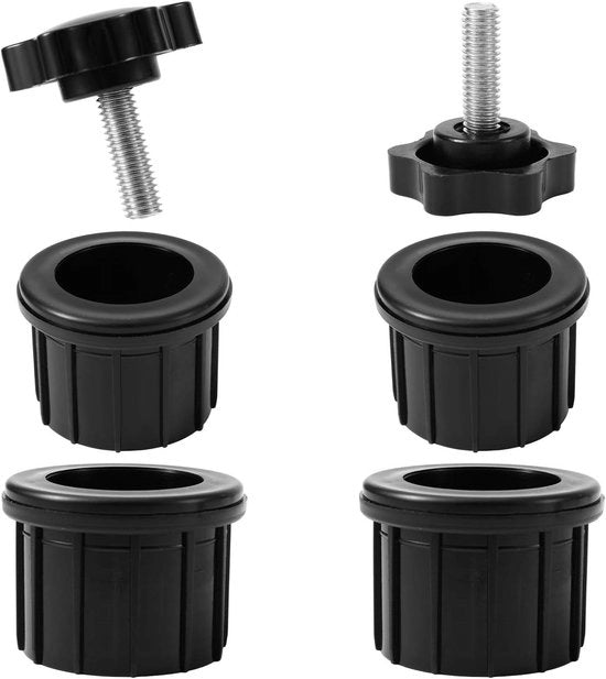 Set di 6 anelli parasol in plastica nera per spiaggia e giardino posteriore - parti con chiusura a vite e copertura di connettore