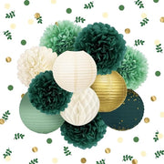 Lanterna Verde Apertura Tessuto Pom Poms-Folie Dots Carta Lampada-Confetti 30G-Stile Rustico Decorazioni per Matrimonio