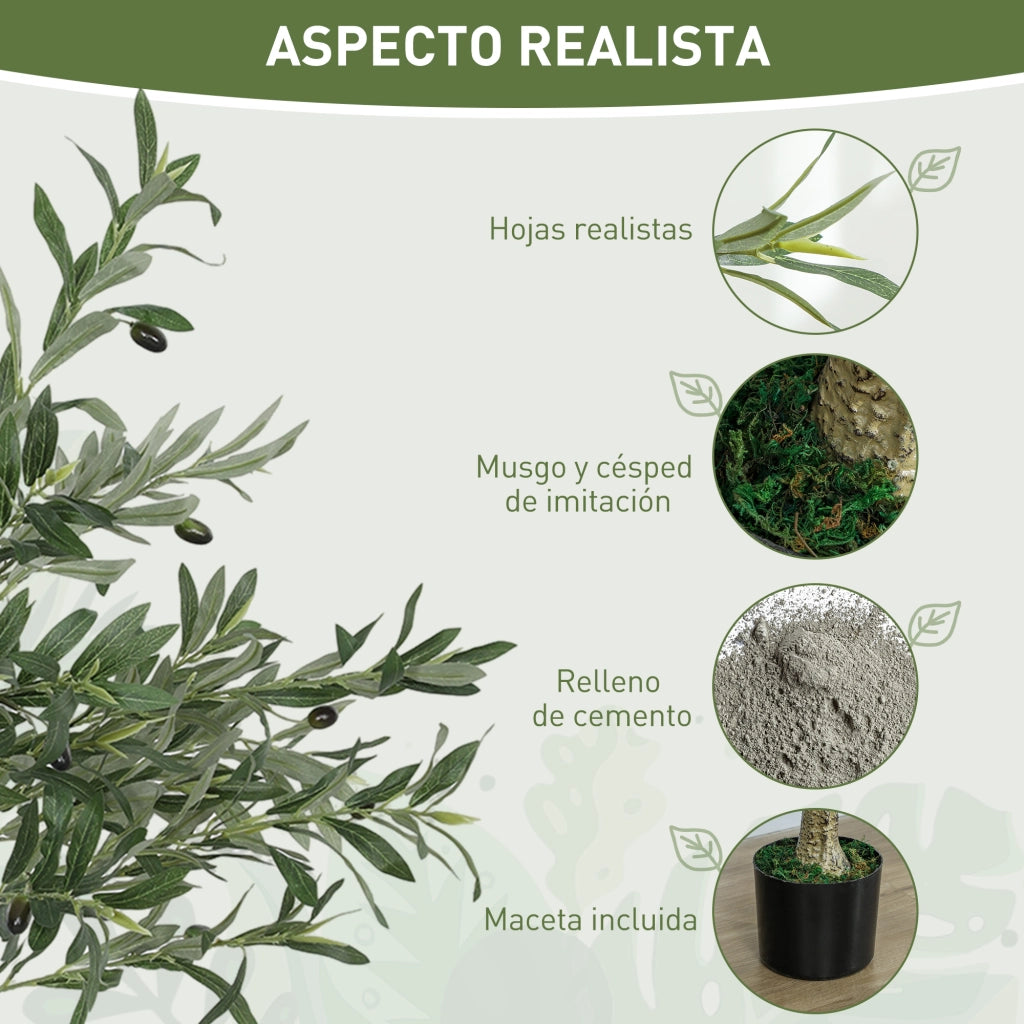 Albero di Olivo Artificiale 120 cm con Vaso ¨C zephmum ¨C Verde