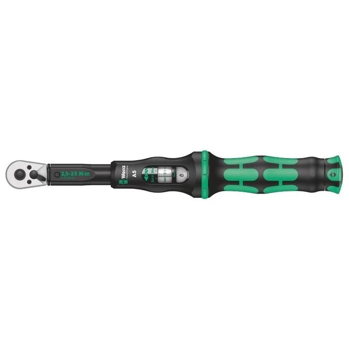 Wera 05075604001 Click-Torque A 5 Chiave dinamometrica Meccanica 2,5 - 25 Nm con Ratchet Reversibile colore Nero Verde