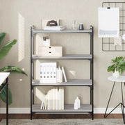 Libreria 4 Ripiani-Scaffale per Libri-Mobile di Stoccaggio Grigio Sonoma 80x30x120cm Legno Multistrato