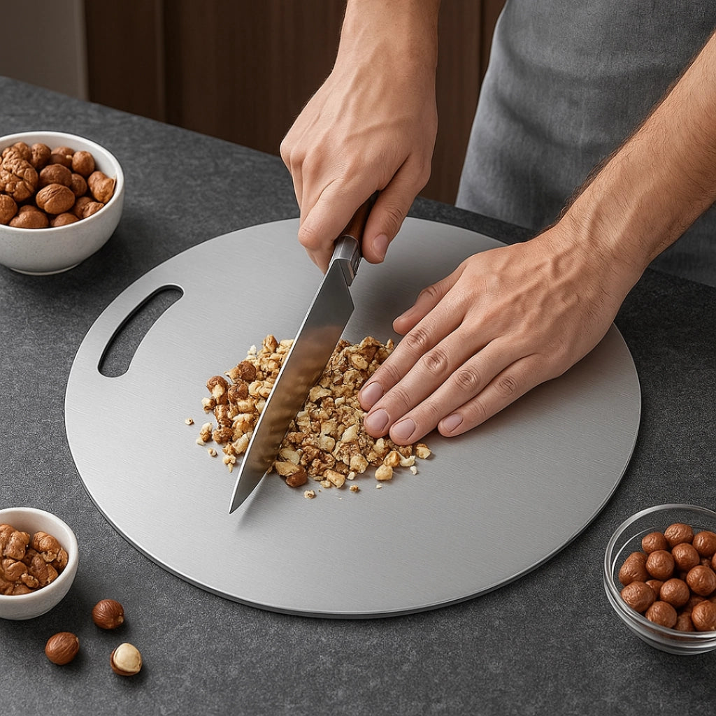 ZOIMANIA - Set 2 Taglieri Tondi in Acciaio Inox 304 - con spessore 15/10 – Ø30 e Ø40 cm