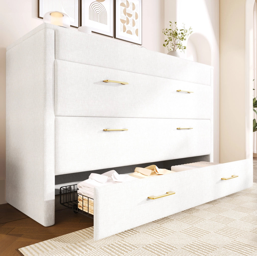 Letto a scomparsa mobile 140x200 cm con cassetto; USB e Type-C; lino beige