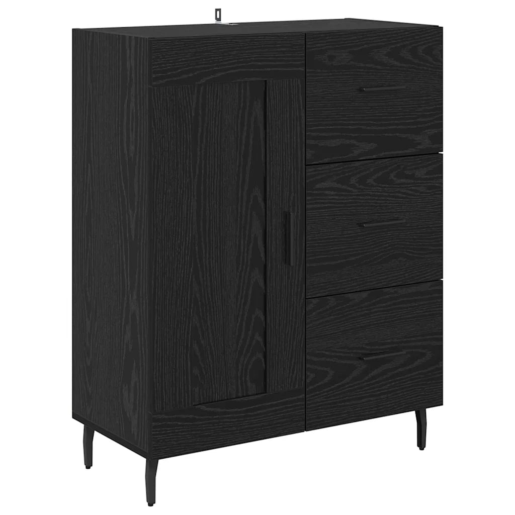 Credenza con Cassetto-Buffet-Armadio da cucina Rovere Nero 69,5 x 34 x 180 cm 894181