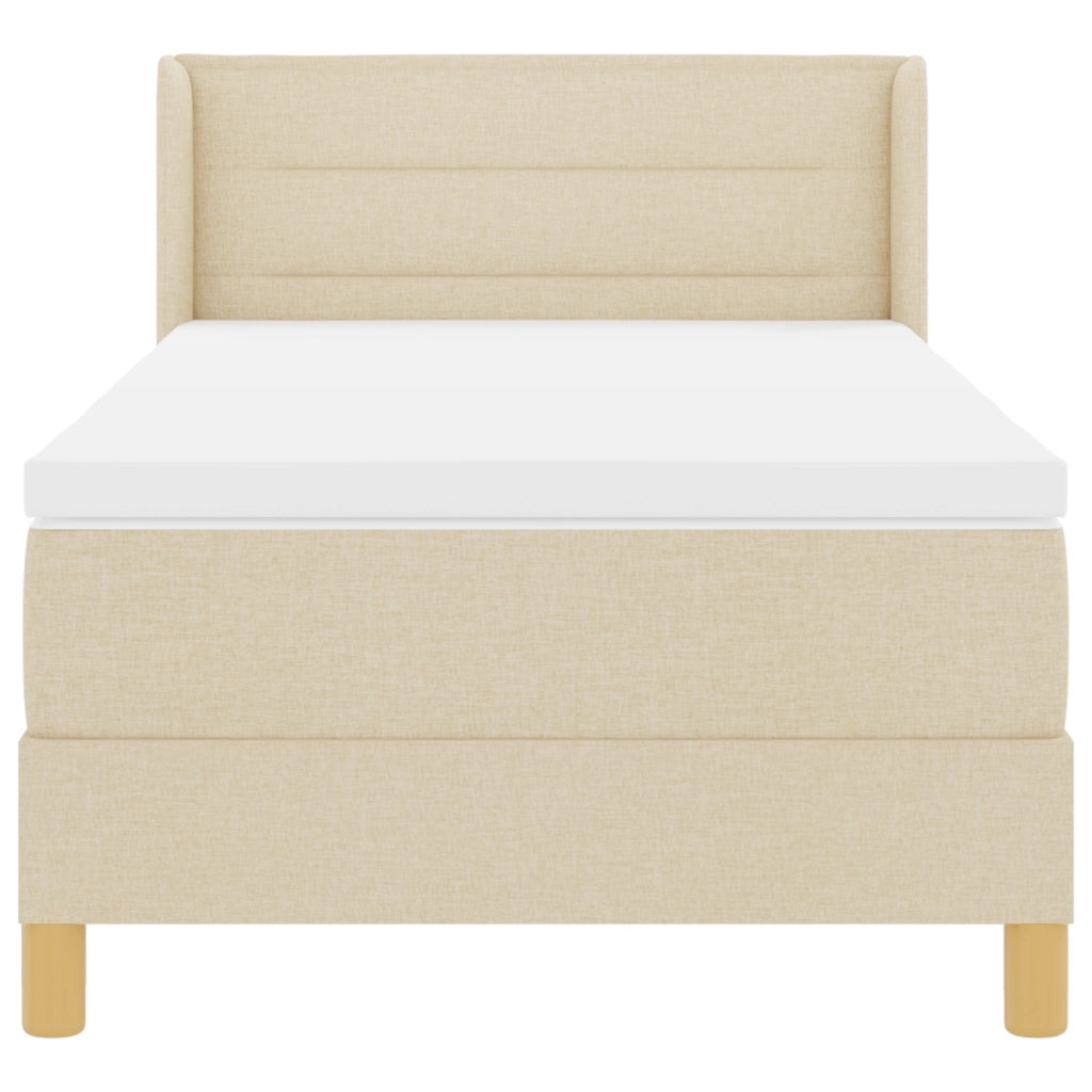 Letto con Box Spring e Materasso Panna 100x200 cm Tessuto