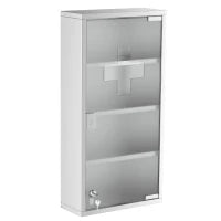 Armadietto Medicinale Cassetta Porta Medicina a Quattro Ripiani in Acciaio Inox 30 x 12 x 60cm