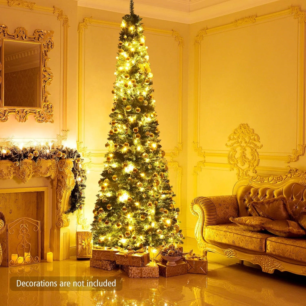 Albero di Natale Artificiale, Abete per la Festa di Natale, Albero Artificiale per Casa, Folto e Realistico, PVC, Supporto in Metallo, Facile da Montare, Verde (270 cm)