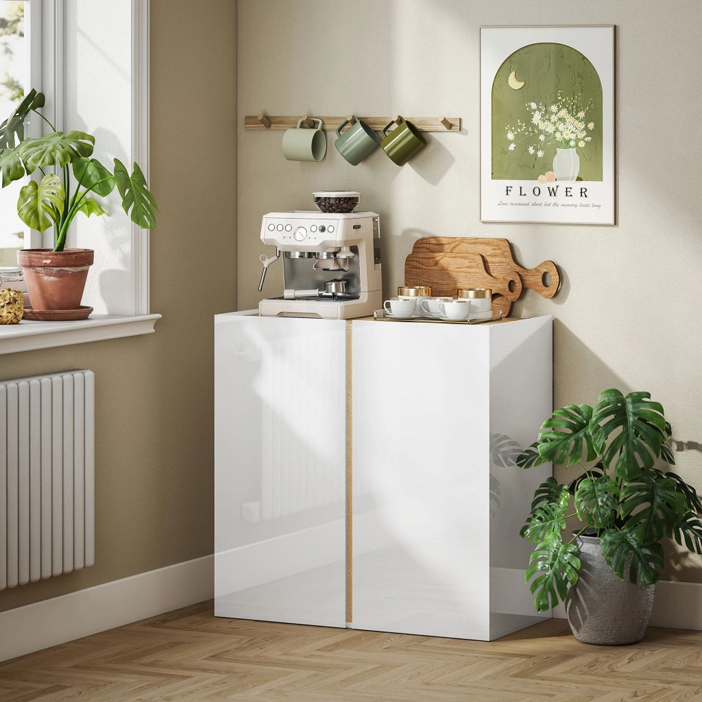 Cassettiera con ante a chiusura morbida e scaffale regolabile ¨C zephmum ¨C Bianco