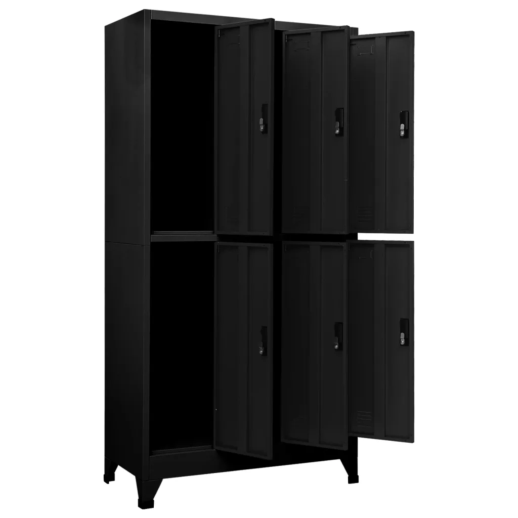 Armadietto moderno 90 x 45 x 180 cm con ampi scomparti chiudibili a chiave in acciaio nero 02_0047011