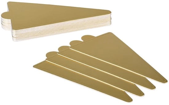 Piatti per torta a forma di triangolo - Mini piatti per torta - Luccicanti - D'oro - Scatole per esposizione dessert - Adatto per dolci - 100 pezzi