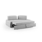 Liberty Divano con pouf estraibile e schienali movibili in tessuto morbido impermeabile T02 180 cm grigio chiaro