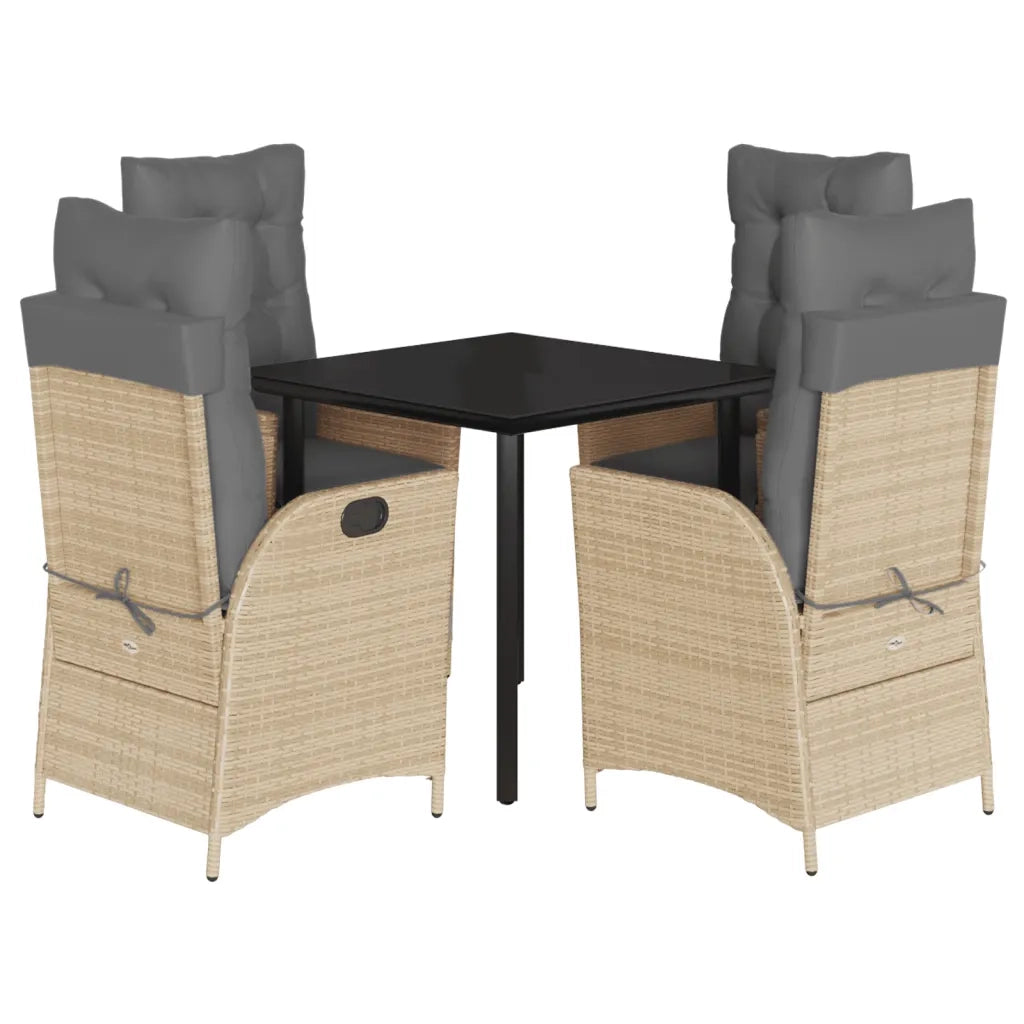 Set Pranzo da Giardino 5 pz con Cuscini Beige Misto Polyrattan 3213456