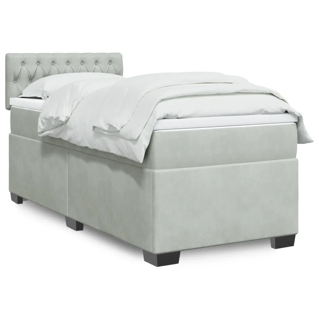 vidaXL Giroletto a Molle con Materasso Grigio Chiaro 80x200 cm Velluto