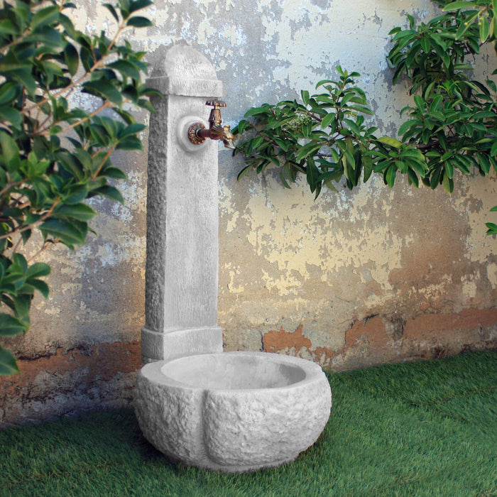 Fontana da Giardino Senza Rubinetto in Cemento Granulato di Marmo Catania Grigio