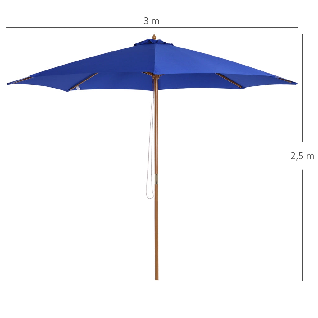Ombrellone da Giardino ¨C zephmum ¨C Bamb¨´, Blu e Naturale, 300x300x250 cm