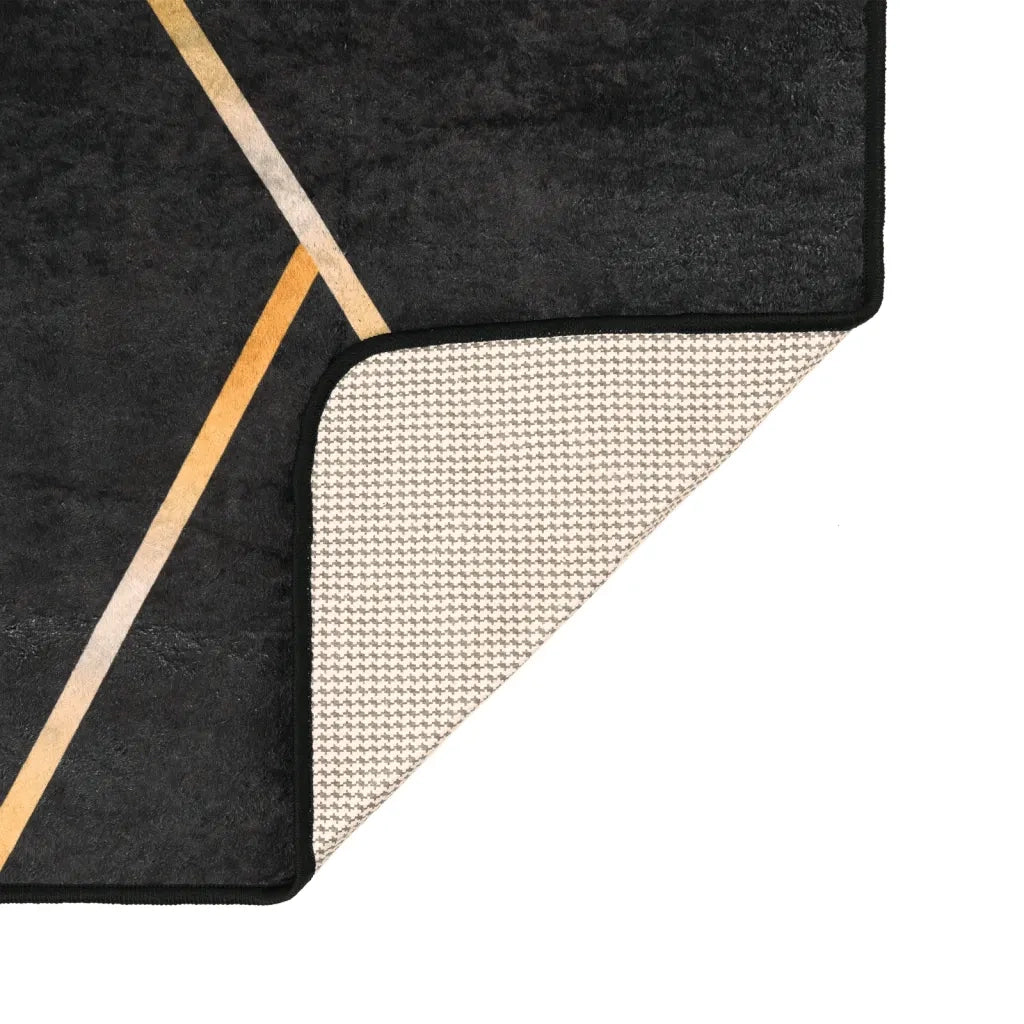 Tappeto Lavabile Nero e Oro 80x150 cm 136615