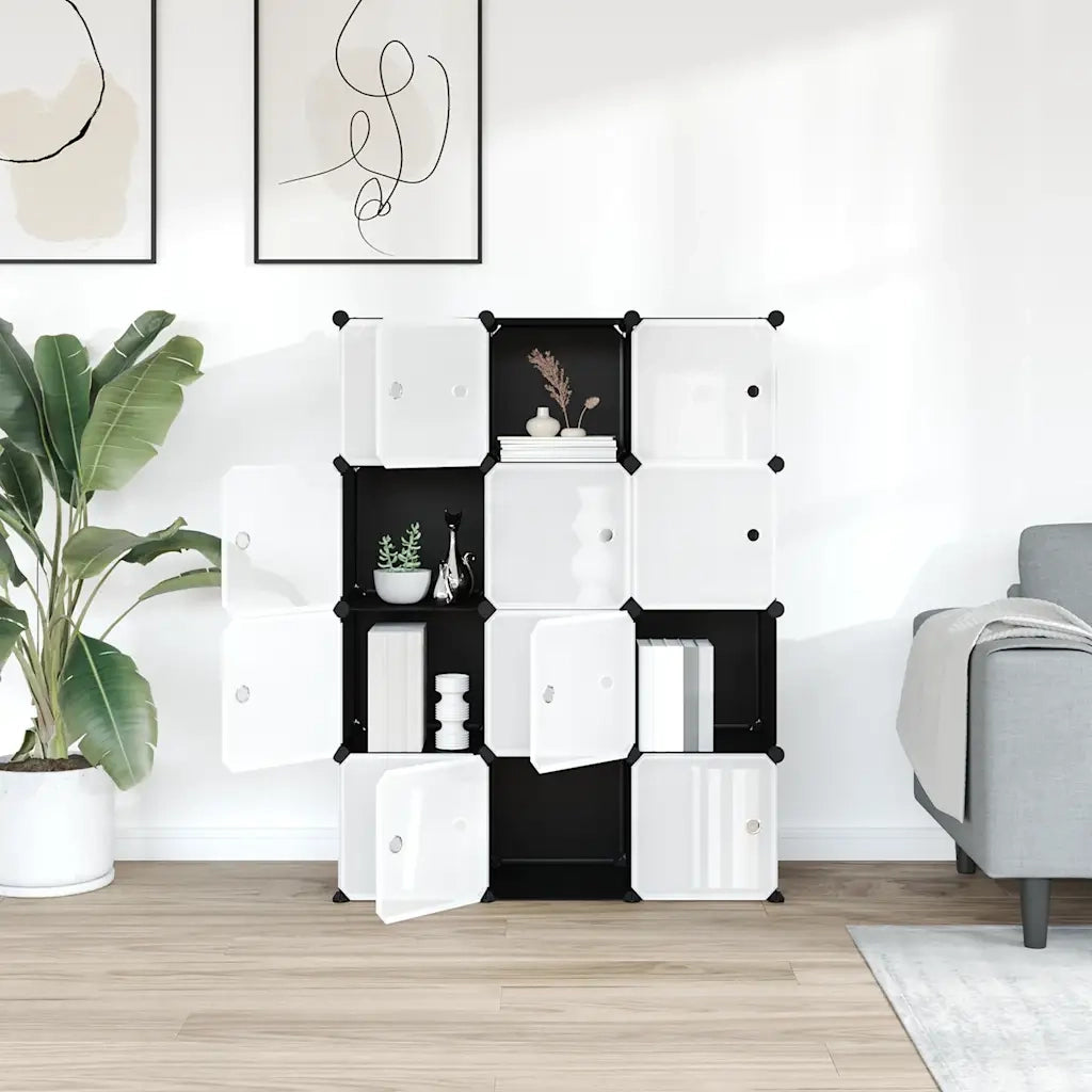 Organizzatore Portaoggetti con 12 Cubi e Ante Trasparenti in PP CFW7968268