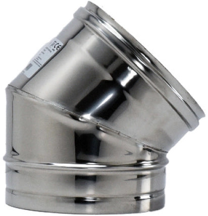 GOMITO A 45  ° INOX AISI 304 PER STUFA  EE ? cm.15