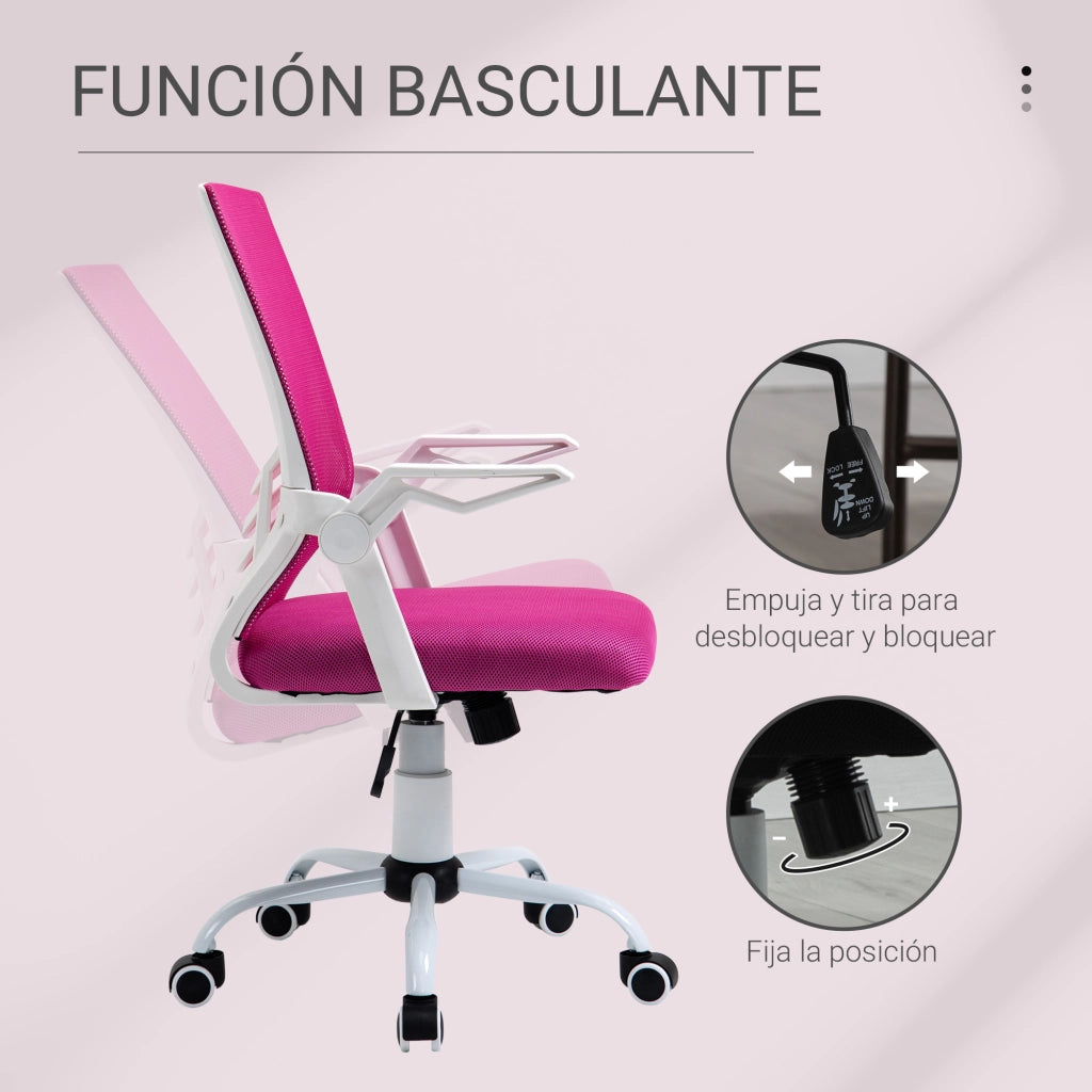 Sedia da ufficio ergonomica ¨C zephmum ¨C rosa 62.5x55x94-104 cm