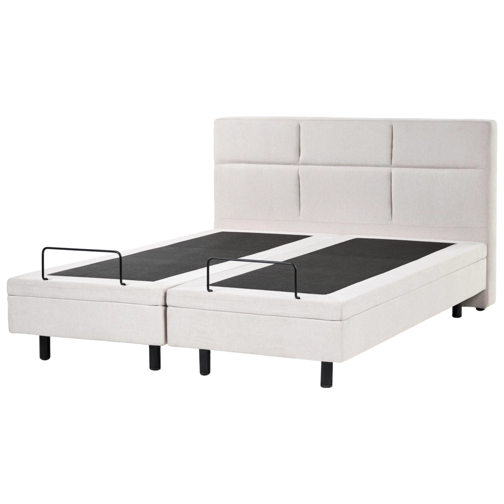 Letto matrimoniale Tessuto beige chiaro Elettrico 160 x 200 cm regolabile tramite telecomando Rivestimento in ciniglia