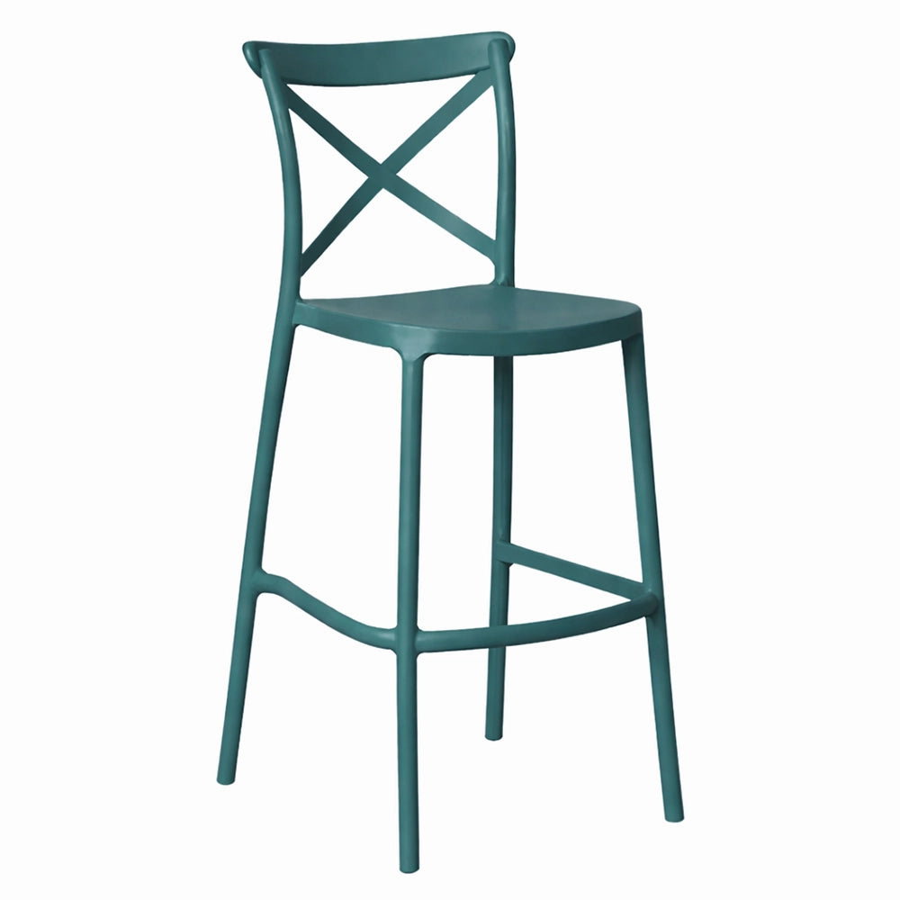 Sgabelli da bar set da 2 verde petrolio sprint plastica h 75 cm