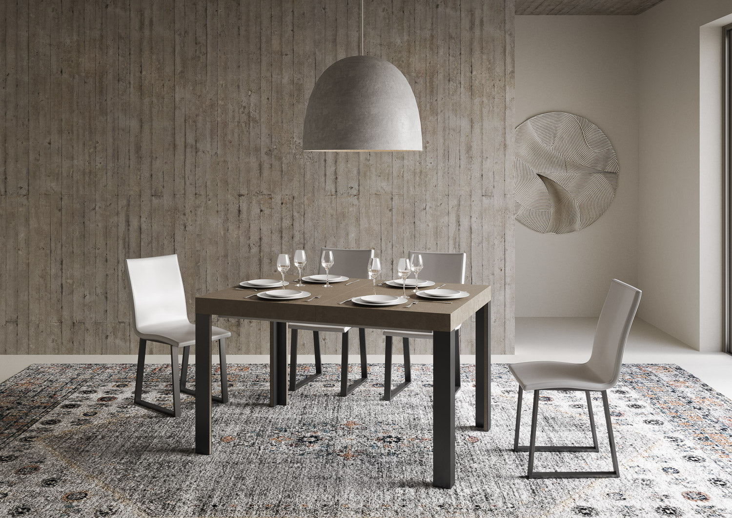 Tavolo Allungabile 120-224x90x77 cm Linea Tortora Telaio Antracite