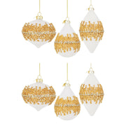 Palline di Natale in Vetro Pendaglio Bianco e Velluto Oro Luxury