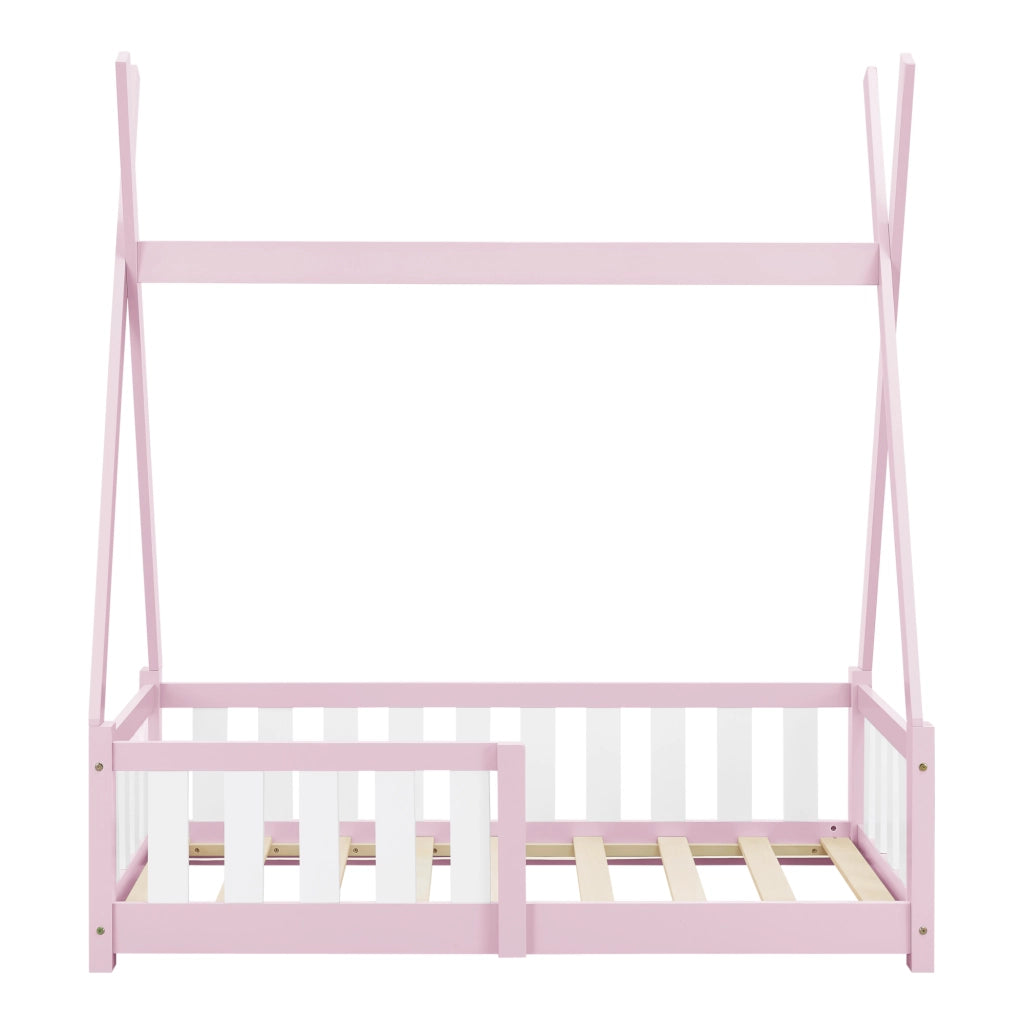 Letto a Capanna Helsingborg con Sponde 70 x 140 cm Rosa [en.casa]
