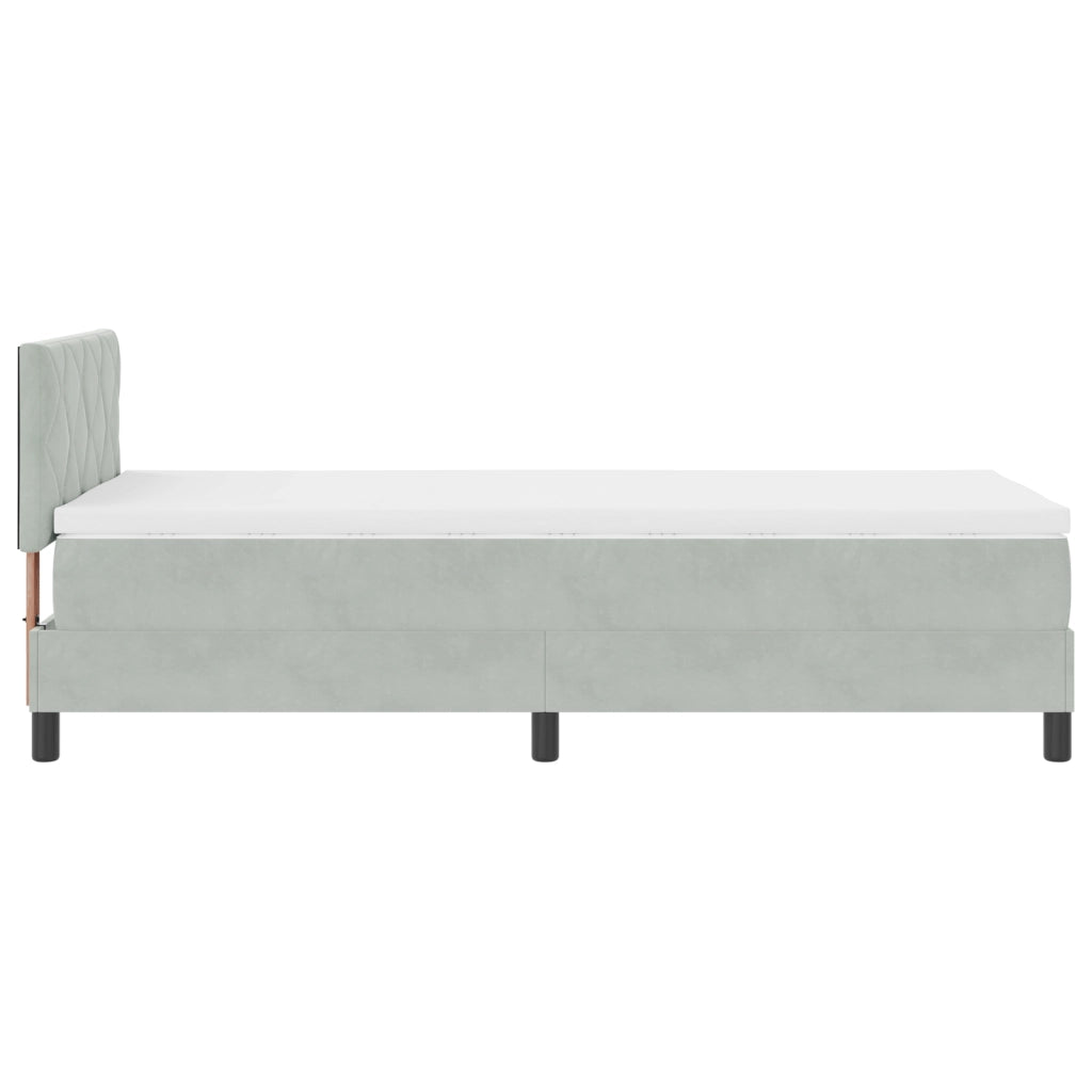 Letto con box spring e materasso  Grigio chiaro 90x200 cm Velluto