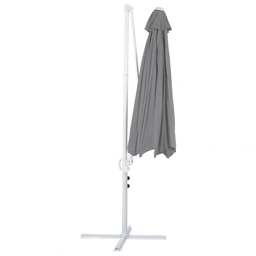 Ombrellone da giardino in tessuto grigio 240 cm girevole resistente agli agenti atmosferici