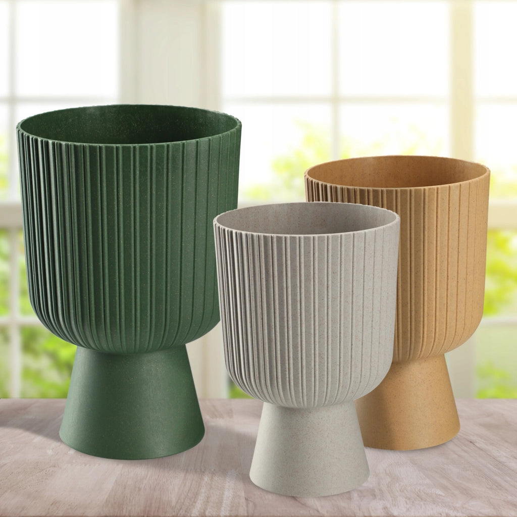 Vaso da fiori KADAX, vaso per piante da giardino, copertura in plastica, 18 cm, supporto per fiori, beige