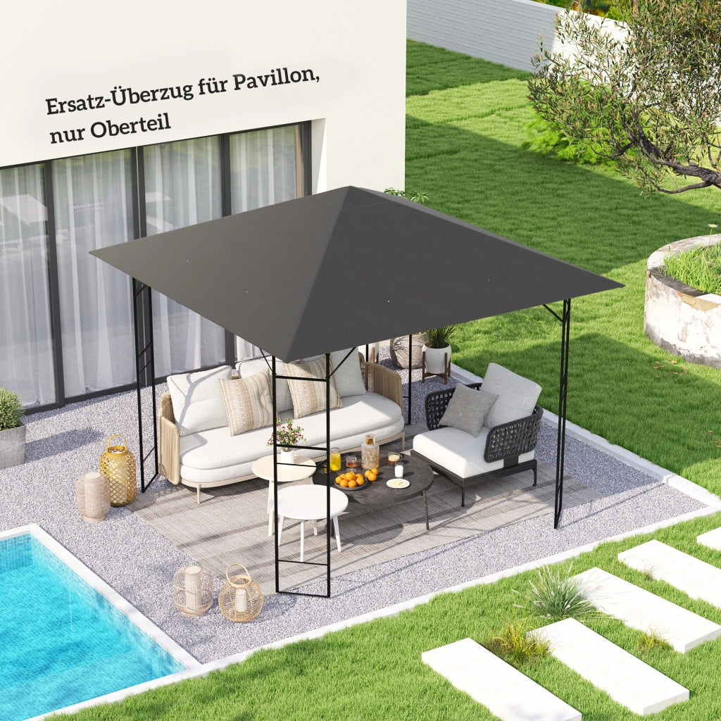 Copertura per gazebo 3x3 m impermeabile UPF30+ ¨C zephmum ¨C Tessuto Oxford 370 g/m2, Grigio