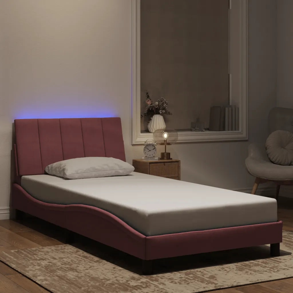 Giroletto con Luci LED Rosa 100x200 cm in Velluto