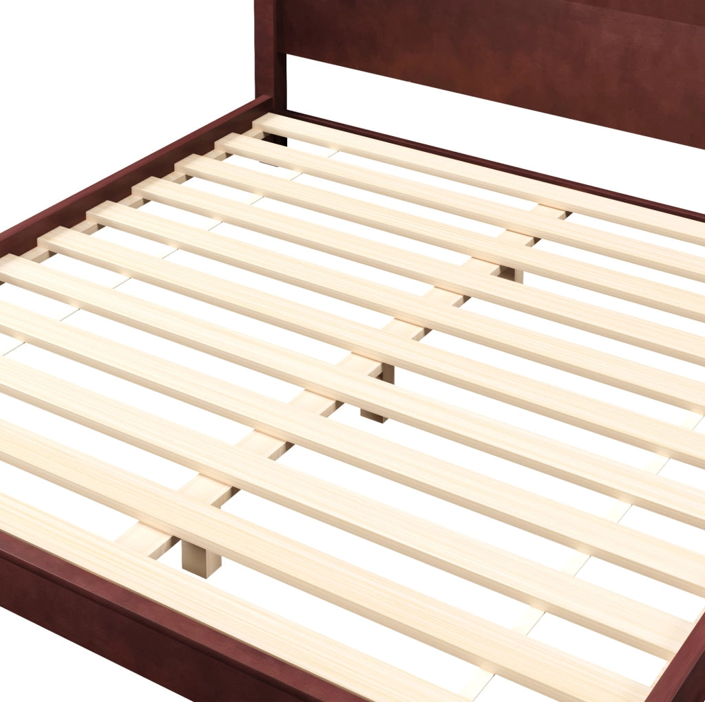 Letto piattaforma 180x200 cm con testiera e rete a doghe, marrone