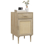 Comodino con cassetto e scaffale in rattan ¨C zephmum ¨C naturale 40x40x68,5 cm