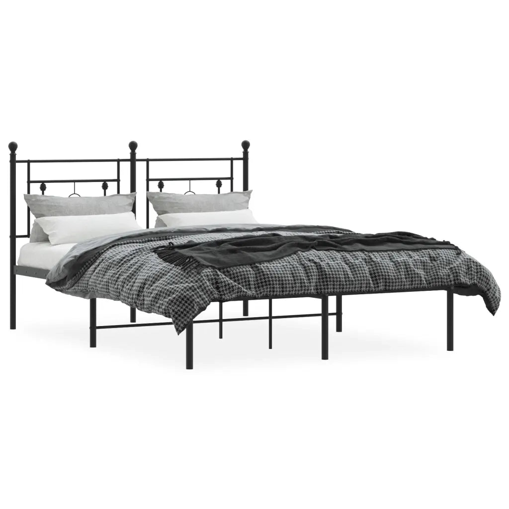 Giroletto con Testiera in Metallo Nero 135x190 cm 374338