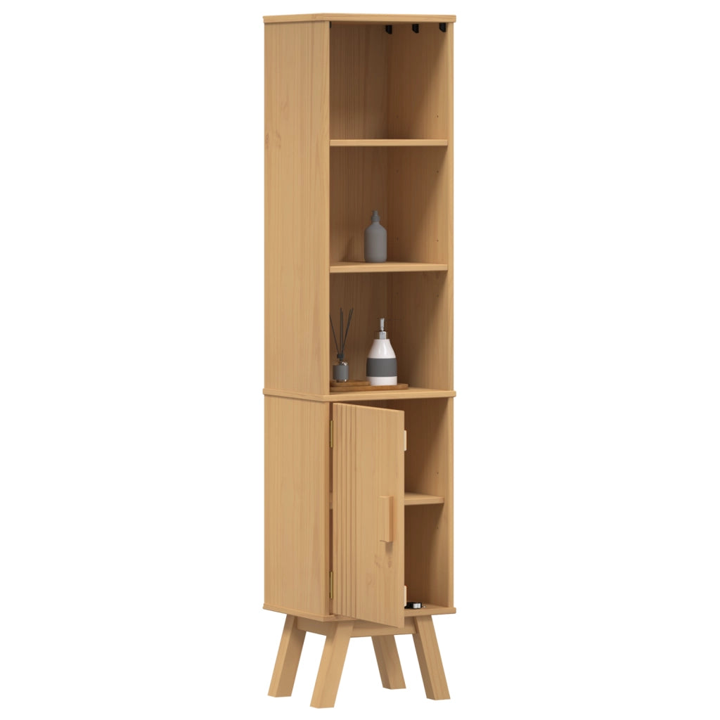 Mobile da bagno  Marrone 35x30x159 cm in legno massello di pino